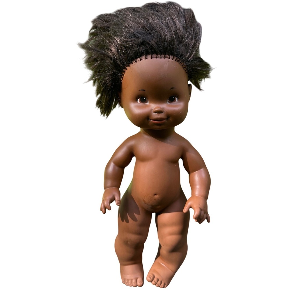 Vintage 1975 Mattel Baby Doll Black African American Rooted Hair Vinyl Toy USA
